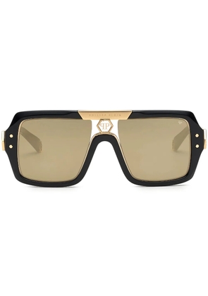 Philipp Plein Eyewear logo-plaque square-frame sunglasses - Black