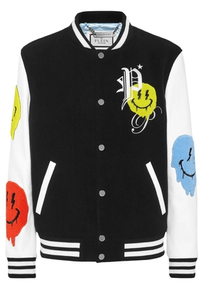 Philipp Plein Smile-appliqué varsity jacket - Black