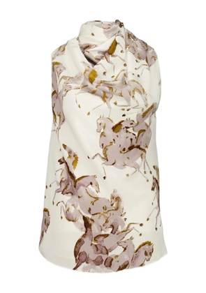 Altuzarra Sleary horse-print cowl-neck top - White