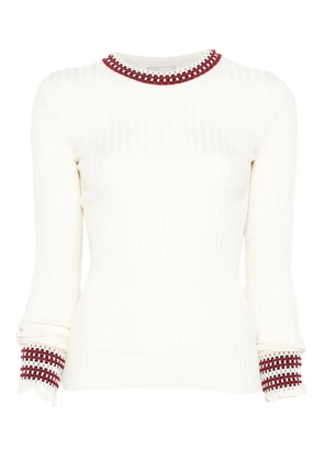 MRZ ribbed trim top - White