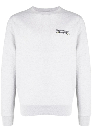 Maison Kitsuné logo-embroidered cotton sweatshirt - Grey