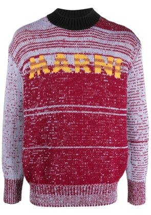 Marni intarsia-knit-logo virgin-wool sweater - Blue