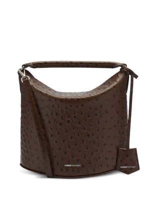 UMBER POSTPAST ostrich-effect leather tote bag - Brown