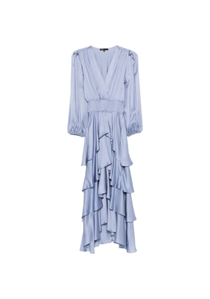 Maje ruffled V-neck midi dress - Blue