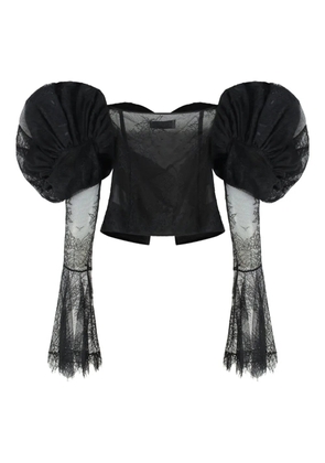 Les Filles d'Eva flower-lace puff-sleeve blouse - Black
