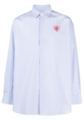 Family First logo-embroidered striped cotton shirt - Blue