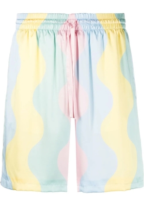 Casablanca wave-print silk drawstring shorts - Yellow