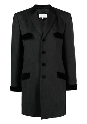 Maison Margiela velvet-trim wool single-breasted coat - Grey