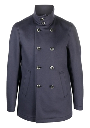 Herno double-breasted wool-cashmere coat - Blue