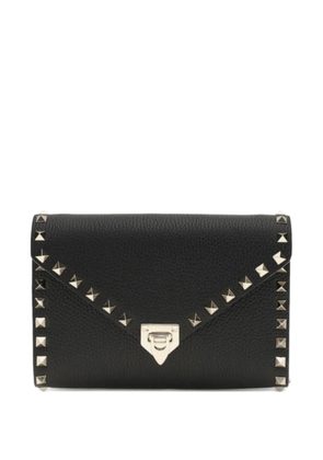 Valentino Garavani small Rockstud leather chain wallet - Black