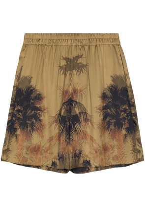 Laneus Laneus palm tree-print bermuda shorts - Brown