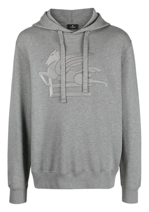 ETRO logo-stamp cotton hoodie - Grey