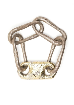 Parts of Four 18K yellow gold and sterling silver Roman Large Link bracelet