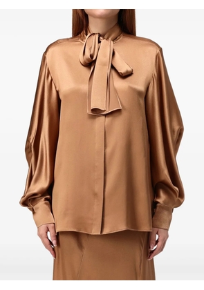 Alberta Ferretti tie-neck long-sleeve top - Brown