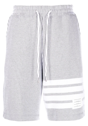 Thom Browne 4-Bar stripe seersucker shorts - Grey