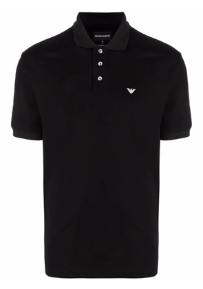 Emporio Armani logo detail polo shirt - Black