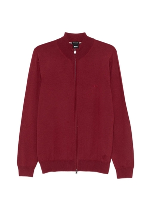 BOSS zip plain cardigan - Red