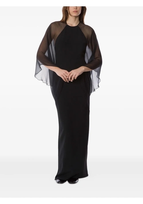 Alberta Ferretti chiffon cape gown - Black