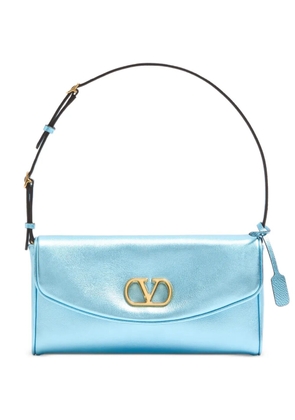 Valentino Garavani small DeVain metallic Vlogo shoulder bag - Blue