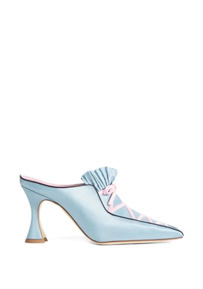 Manolo Blahnik Pleneuf ruffled lace-up mules - Blue