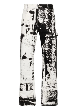 Alexander McQueen Fold-print cropped jeans - White