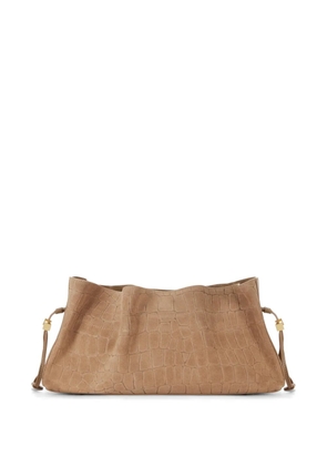 Elisabetta Franchi embossed-leather clutch bag - Neutrals