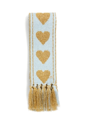 Valentino Garavani heart-patterned tassel scarf - Blue