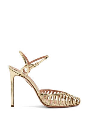 Aquazzura Sweet Surrender 105 metallic leather pumps - Gold