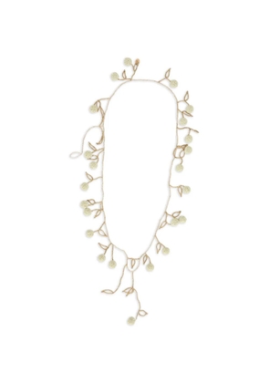 RED(V) beaded leaves necklace - Gold