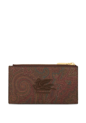 ETRO paisley-pattern embroidered-detail cardholder - Brown