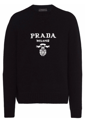 Prada logo intarsia wool-cashmere jumper - Black