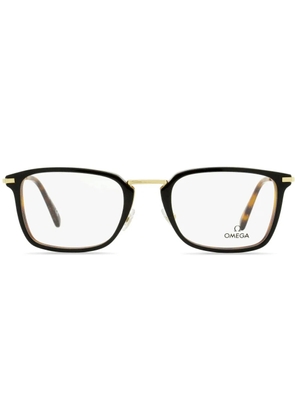 OMEGA EYEWEAR rectangular-frame engraved-logo glasses - Brown