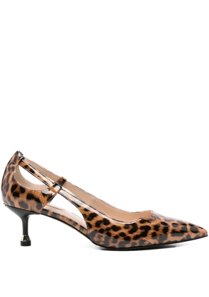 LIU JO 55mm leopard-print cut-out pumps - Brown