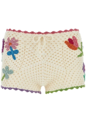 Rose Carmine Bloom shorts - White