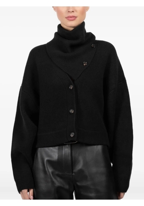 Le Kasha asymmetric-neck buttoned cardigan - Black