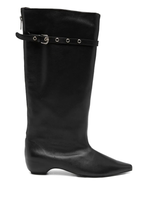 Low Classic buckle-detail leather boots - Black