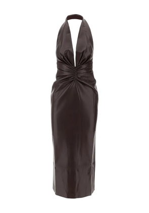 THE ANDAMANE V-neck draped midi dress - Brown