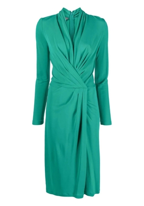 Alberta Ferretti twisted-front long-sleeved midi dress - Green