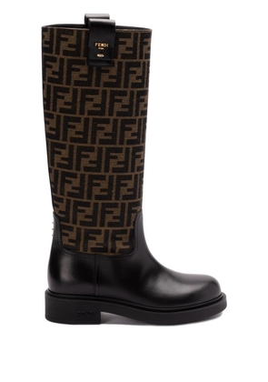 FENDI 35mm FF jacquard boots - Black