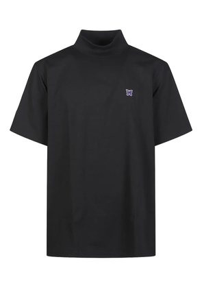 Needles embroidered high-neck T-shirt - Black