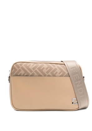 FENDI monogram-panel leather messenger bag - Neutrals