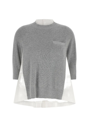 sacai asymmetric crew-neck sweater - Grey