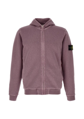 Stone Island front-zip logo-badge hoodie - Purple