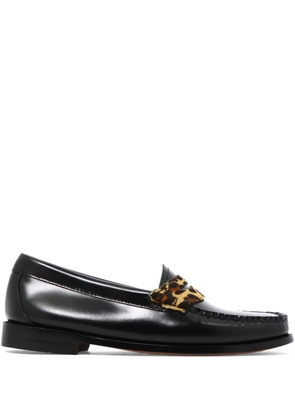 G.H.Bass leopard-print strap loafers - Black