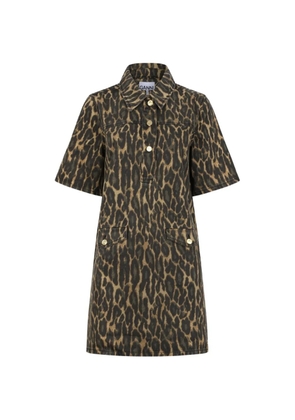 GANNI leopard button dress - Green