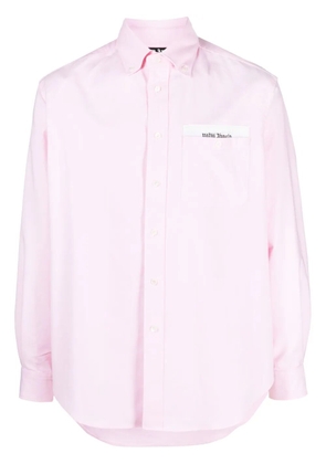 Palm Angels logo-patch cotton shirt - Pink