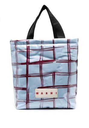 Marni checked padded-design tote bag - Blue