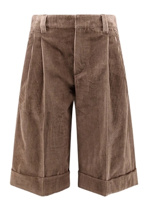 Brunello Cucinelli pleated corduroy shorts - Brown