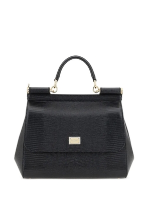 Dolce & Gabbana large Sicily iguana-print top-handle bag - Black