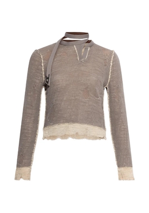 Diesel M-Dracarina frayed knitted sweater - Neutrals
